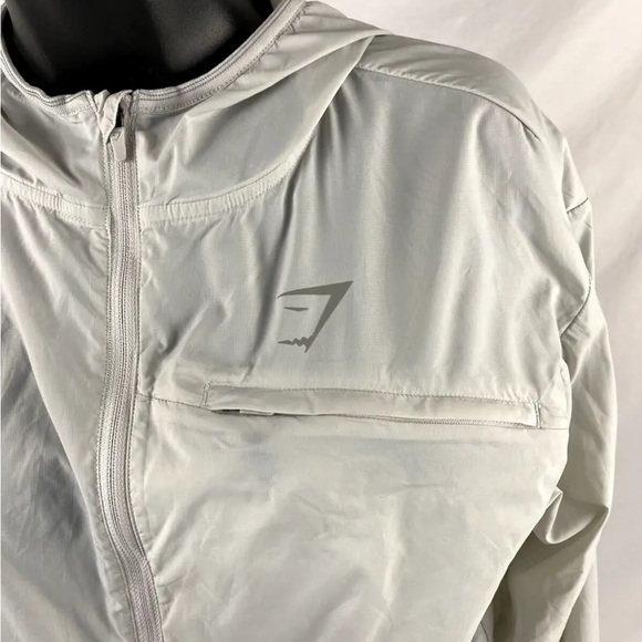 Women’s Gymshark Speed Windbreaker Jacket Light Grey Sz S Lightweight Vented - Picture 2 of 8